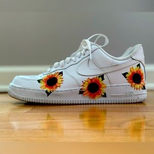 nike air force 1’s with sunflowers